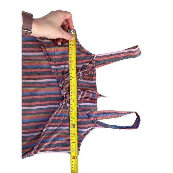Madewell Tie-Front Cami Top Rainbow Stripe size 6 - Picture 4 of 10